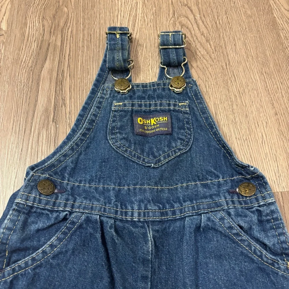 Vtg‎ Oshkosh B'Gosh Denim Blue Jean Overalls 12 Month Made In USA Plain - Picture 3 of 7